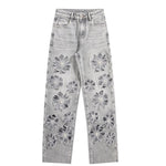 Risen Jeans Beaded-Embroidered Floral Cut-Out Ankle Jeans