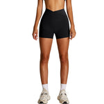 Solid Color Crossover Yoga Shorts