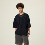 Patchwork Asymmetrical Hem T Shirt 7.8oz