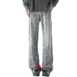 Side Stripe Jacquard-Print Wide-Leg Jeans