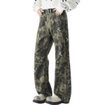 Snake Print Relaxed Fit Denim Trousers