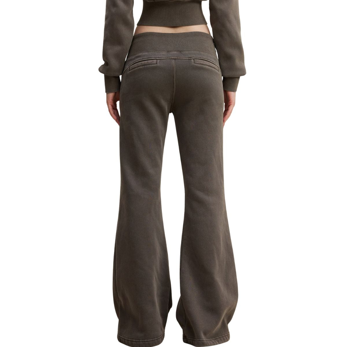 Low-Rise Washed Fleece Flare Sweatpants