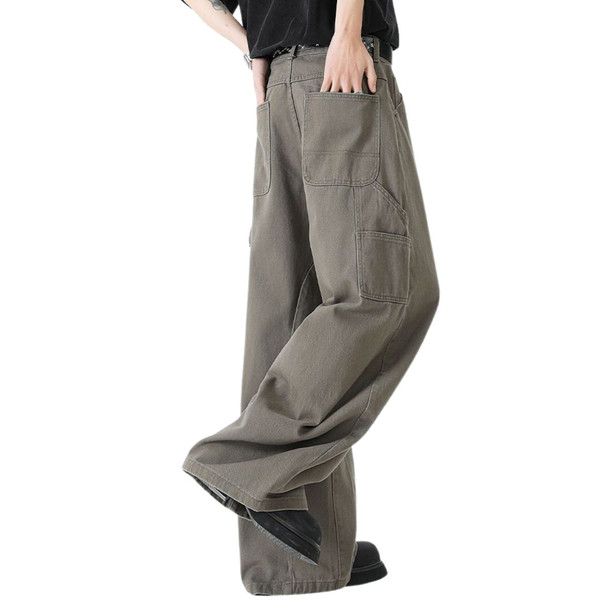 Barrel-Leg Cotton Utility Trousers