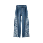 Risen Jeans Floral Embroidered Cut-Out Baggy Jeans