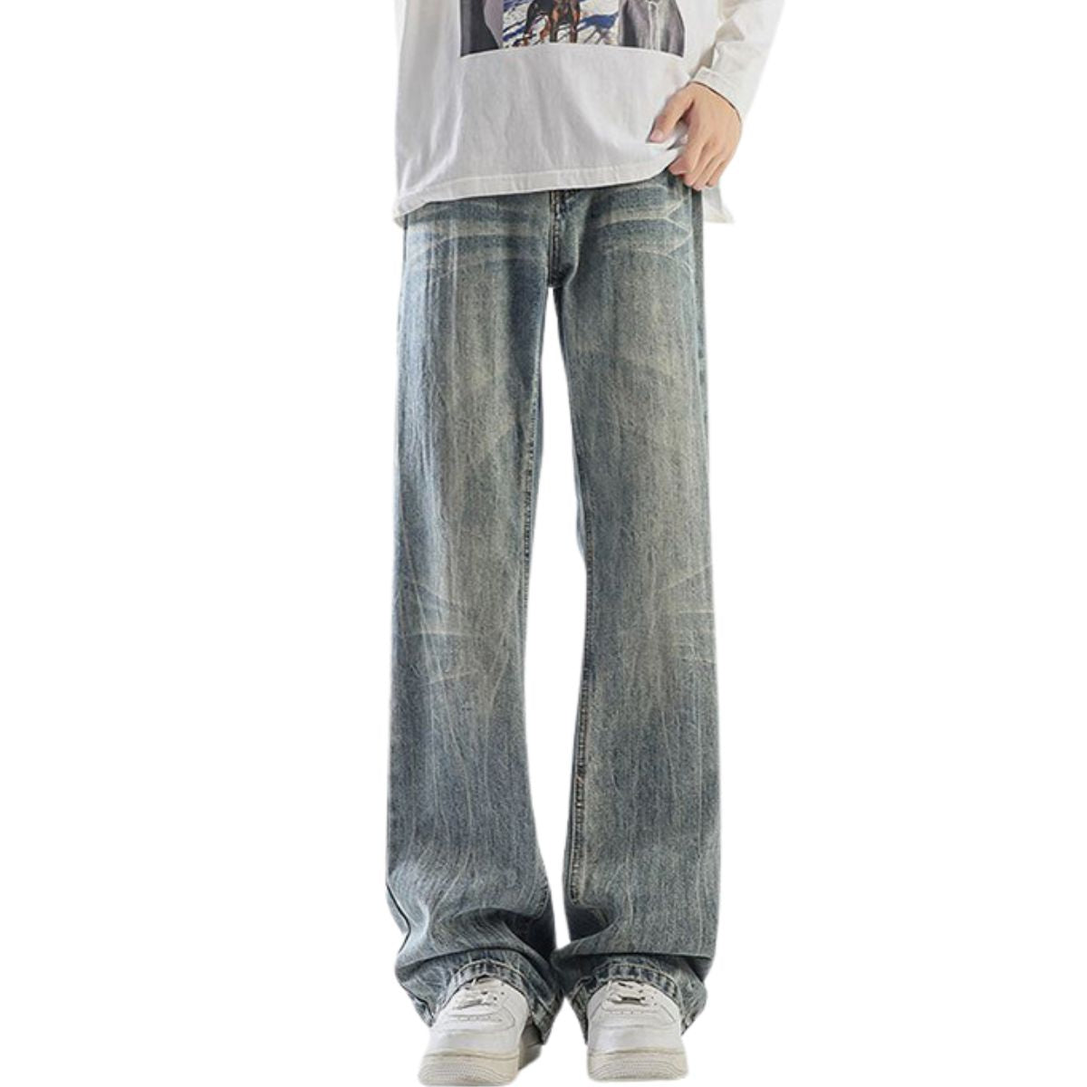 Classic Straight Leg Whisker Denim Pants
