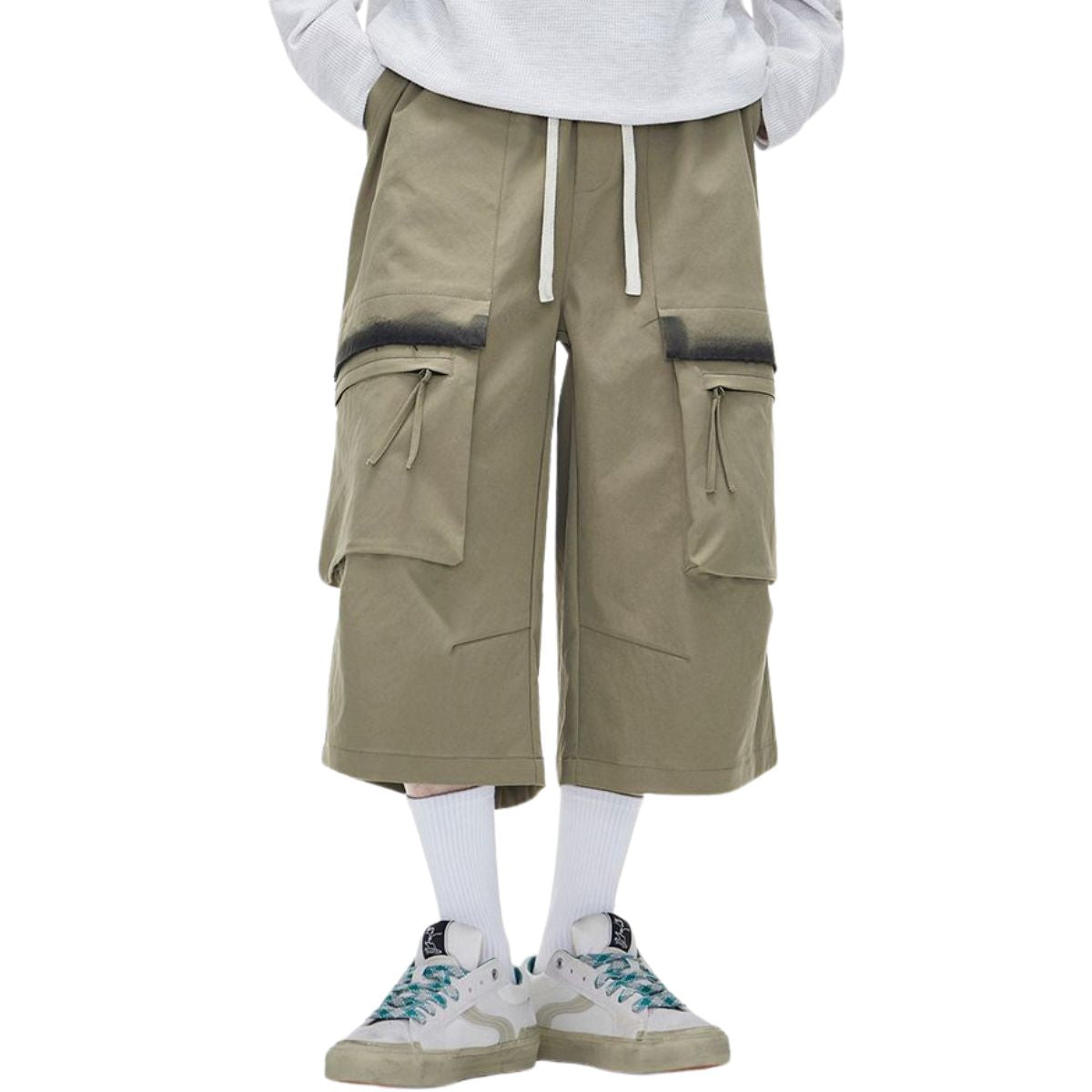 Pantalones cargo de pierna ancha y corte tobillero