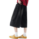 Pantalones vaqueros lavados de pierna ancha y corte cropped