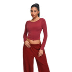 Low-Back Seamless Long-Sleeve Crop Tee