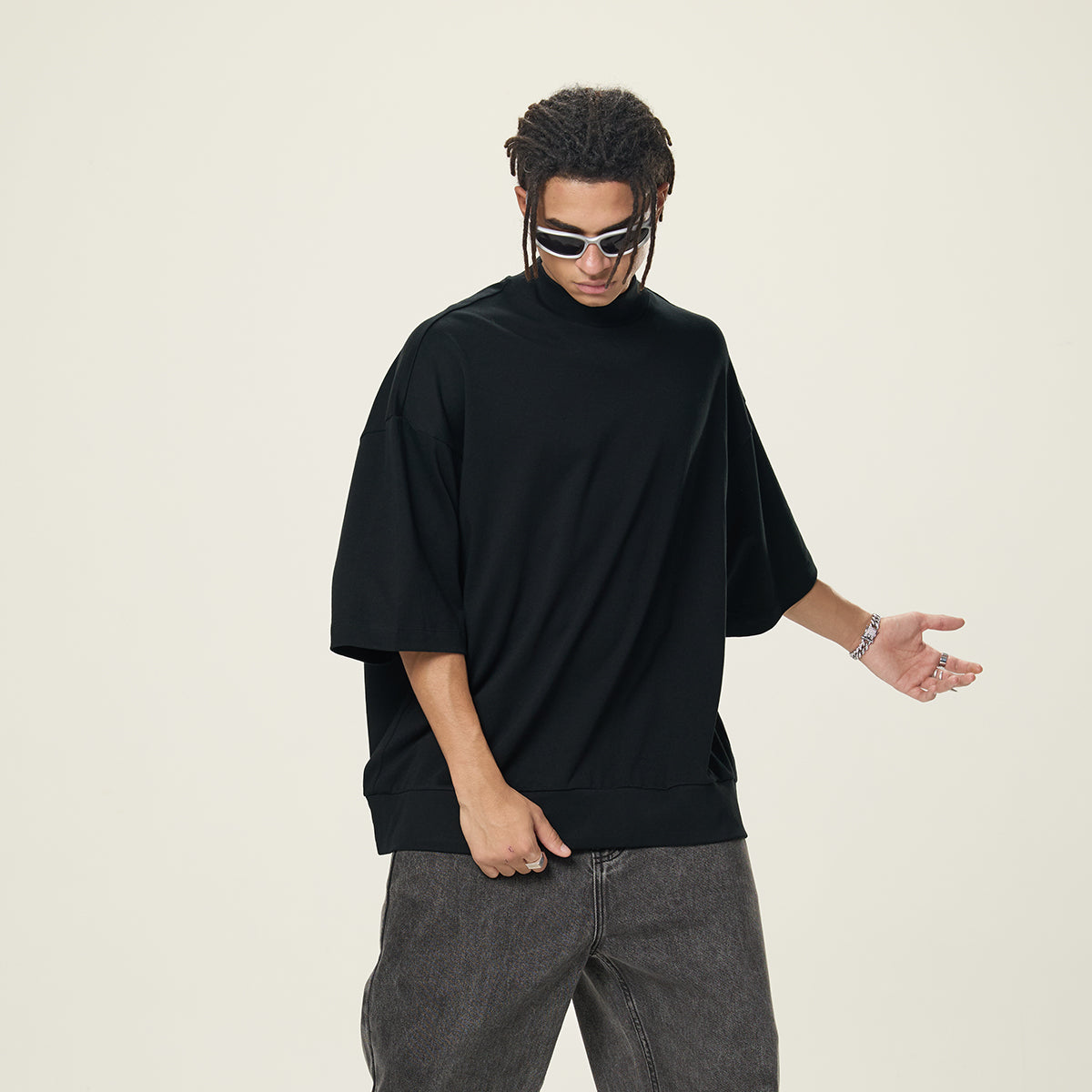Heavyweight Oversized Mock-Neck Tee 9.15oz