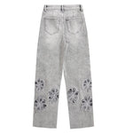 Risen Jeans Beaded-Embroidered Floral Cut-Out Ankle Jeans