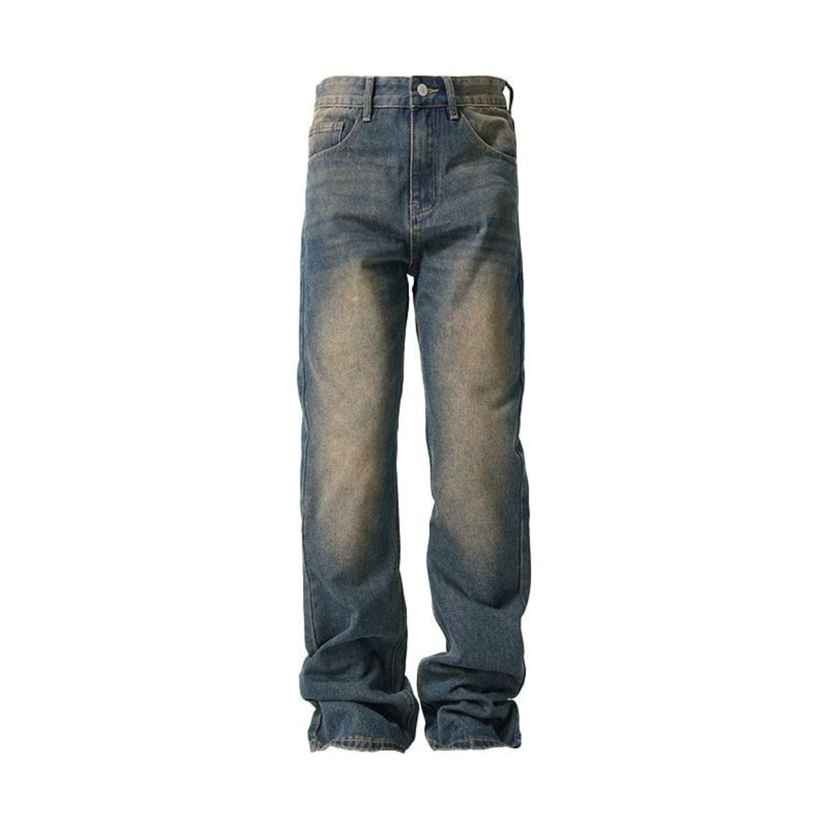 Mud WashedRelaxed Fit Vintage Wash Denim Jeans