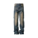 Mud WashedRelaxed Fit Vintage Wash Denim Jeans