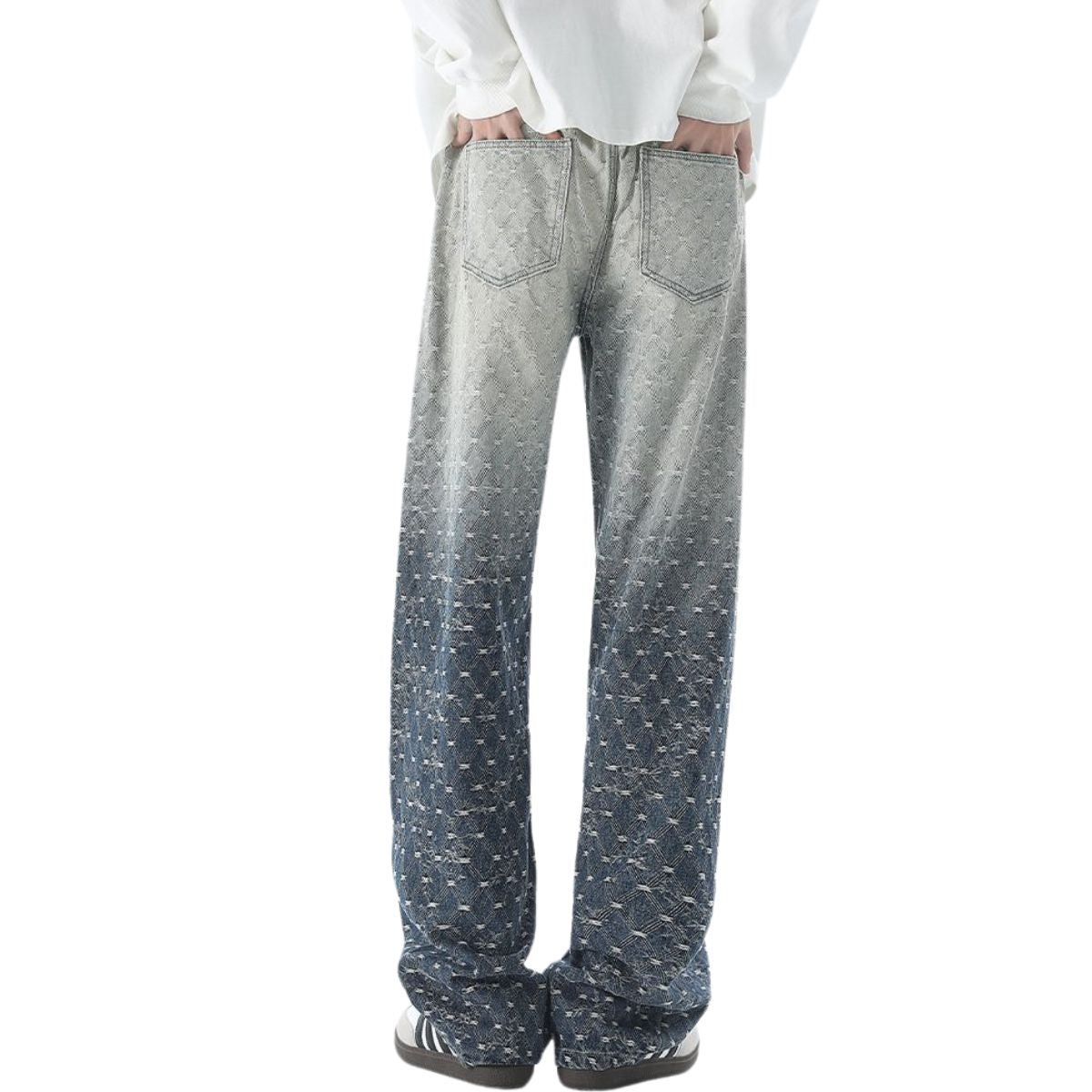 Ombre Jacquard Relaxed Fit Denim Trousers