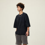 Patchwork Asymmetrical Hem T Shirt 7.8oz