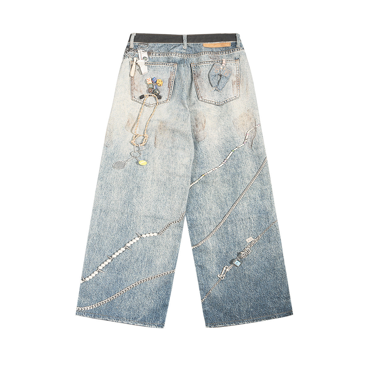 Smoke Rise 3D Graphic Print Baggy Fit Jeans