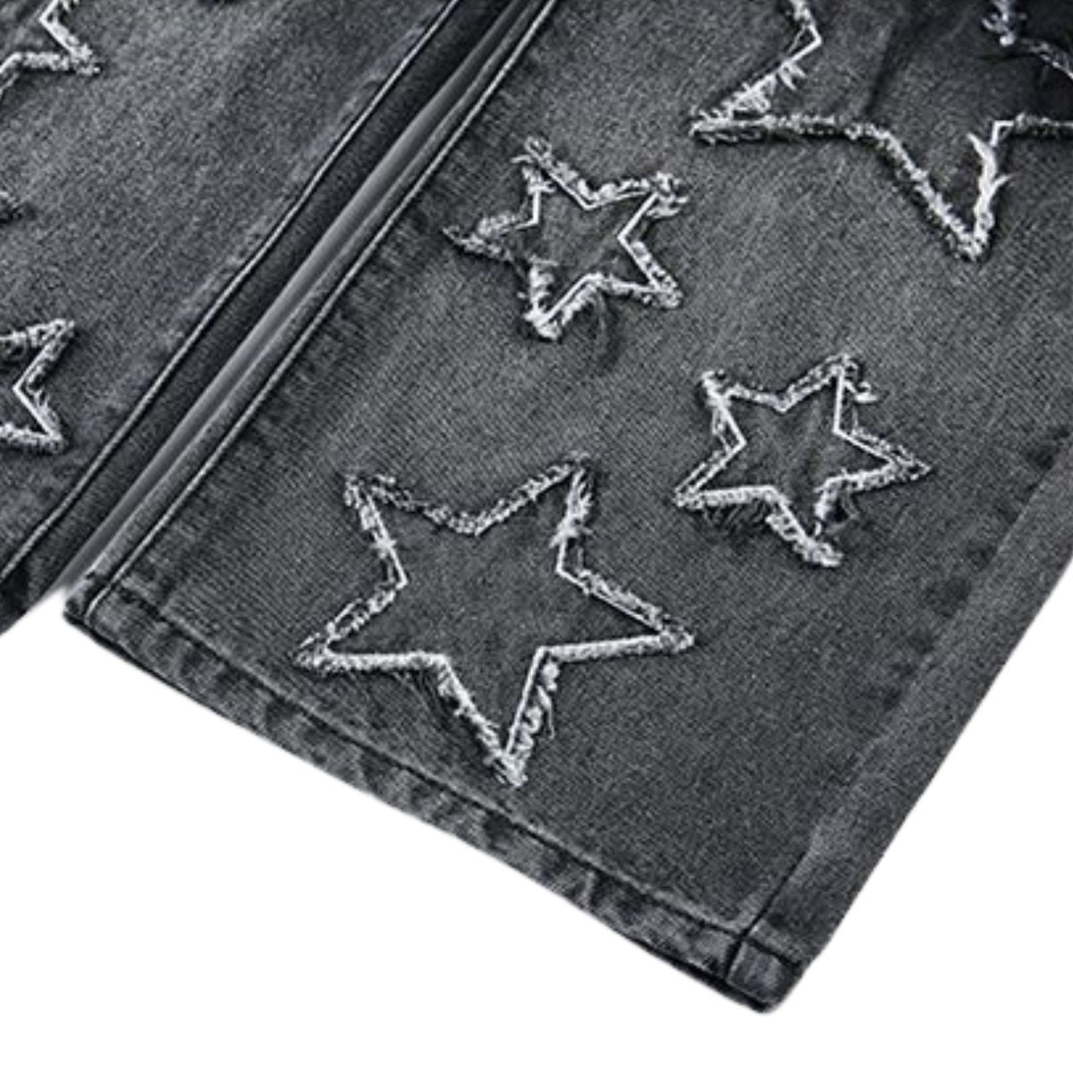 Star Applique Ombre-Faded Ripped Jeans