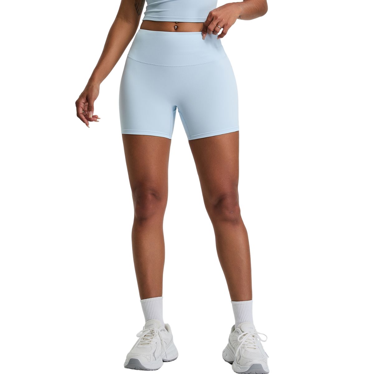 Solid Color Booty-Lifting Yoga Shorts