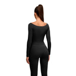 Boat Neck Seamless Long-Sleeve Tee