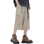 Cargo Wide-Leg Cropped Cotton Pants