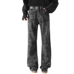 Snake Print Relaxed Fit Denim Trousers