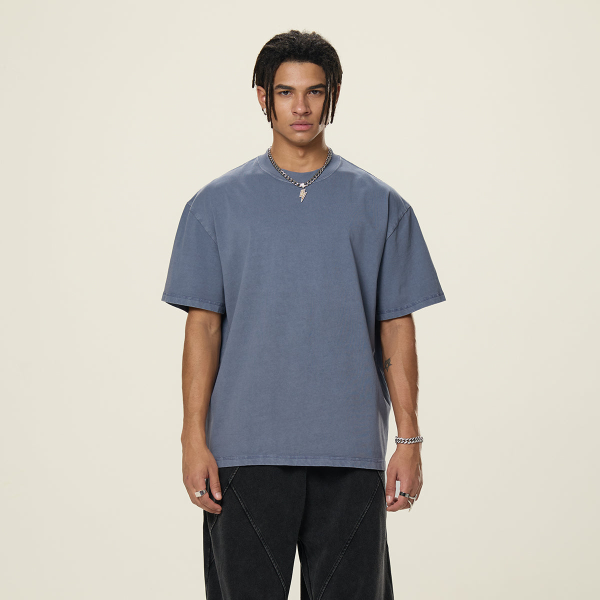 Crew Neck Washed Cotton T Shirt 7.8oz