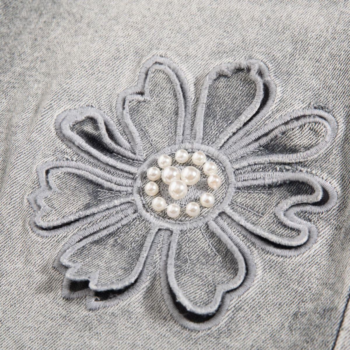 Risen Jeans Beaded-Embroidered Floral Cut-Out Ankle Jeans