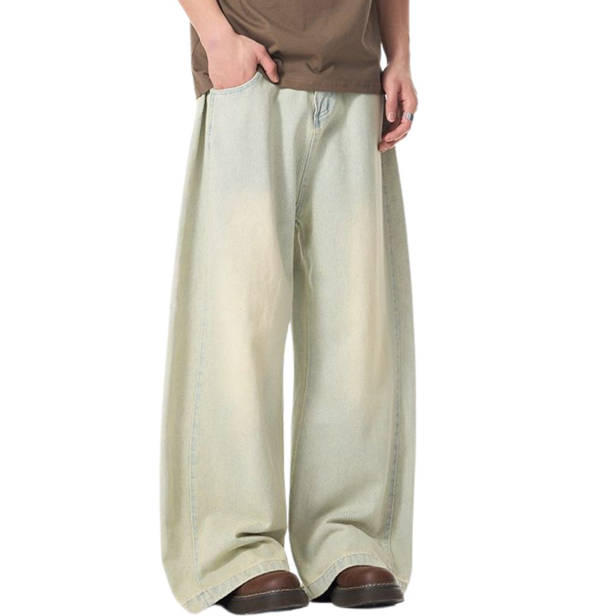 Vaqueros oversize de mezclilla lavados con lavado pesado