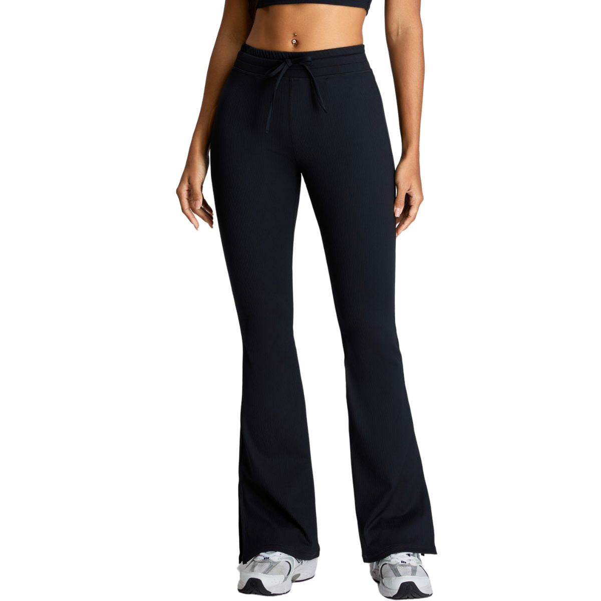 Drawstring Split-Hem Flare Leggings