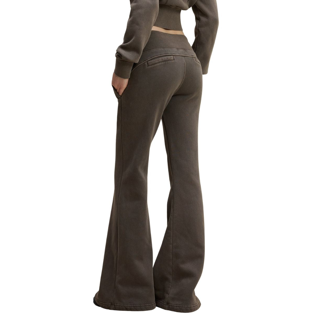 Low-Rise Washed Fleece Flare Sweatpants