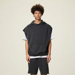 Raw Edge Sleeveless Boxy Hoodie
