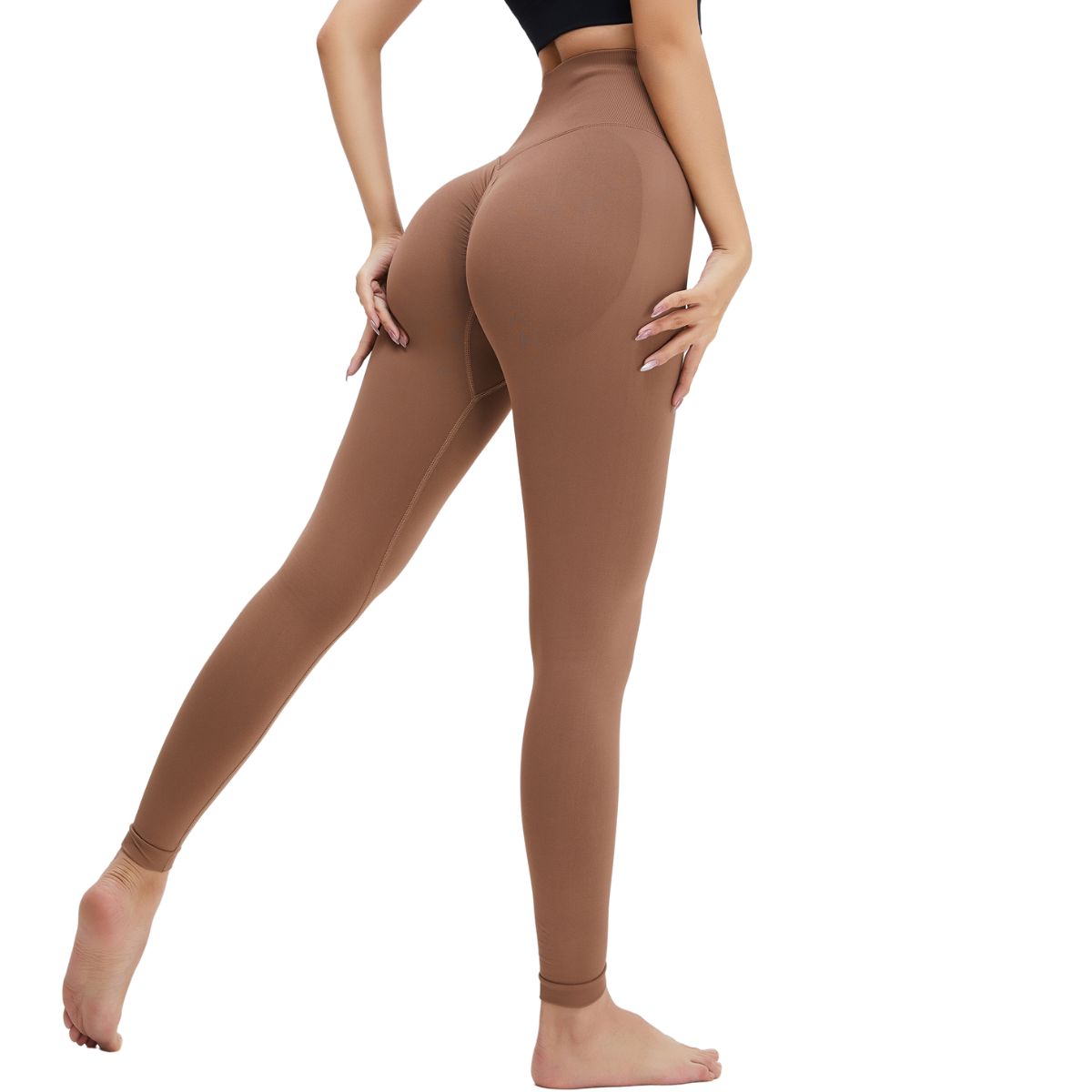 Leggings de yoga de cintura alta y color liso