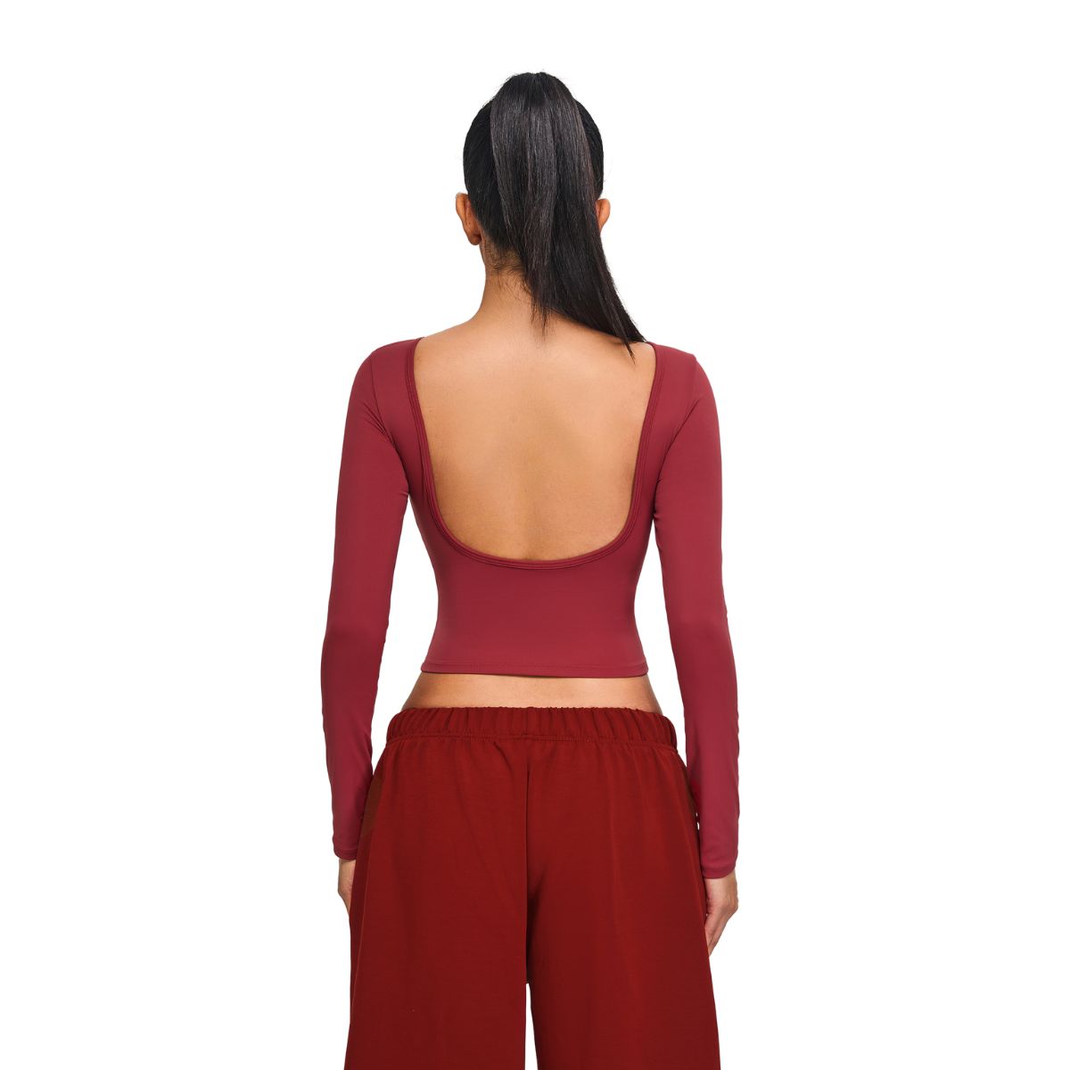 Low-Back Seamless Long-Sleeve Crop Tee