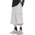 Solid Cargo Wide-Leg Cropped Pants