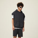 Raw Edge Sleeveless Boxy Hoodie