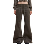 Low-Rise Washed Fleece Flare Sweatpants