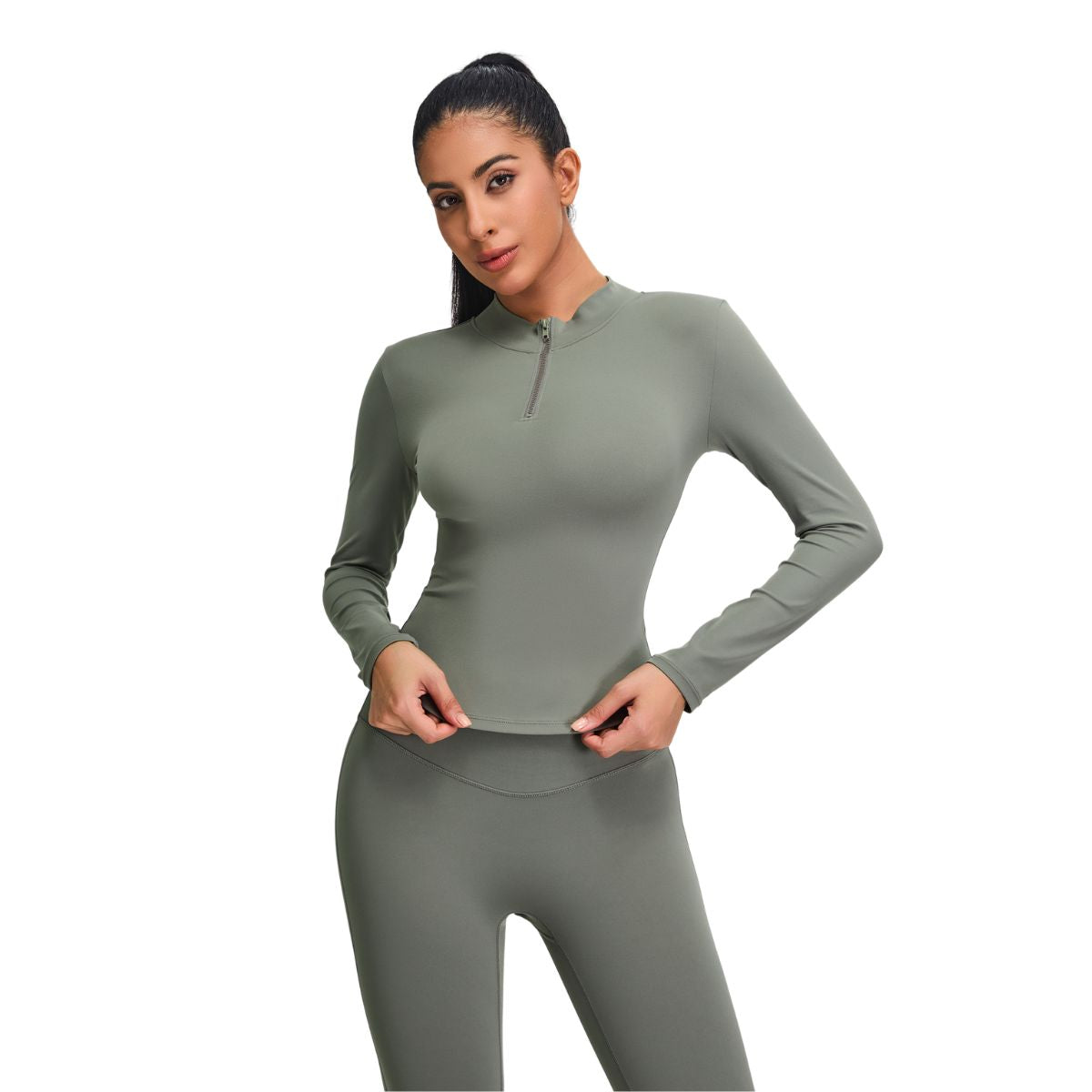 Half-Zip Long-Sleeve Seamless Top