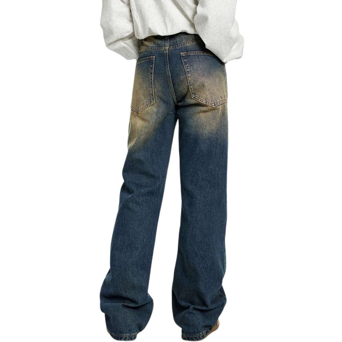 Mud WashedRelaxed Fit Vintage Wash Denim Jeans