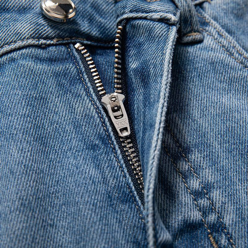 Embroidered Patchwork Cut-Out Denim Skirt