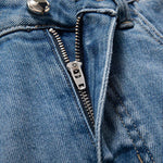 Embroidered Patchwork Cut-Out Denim Skirt