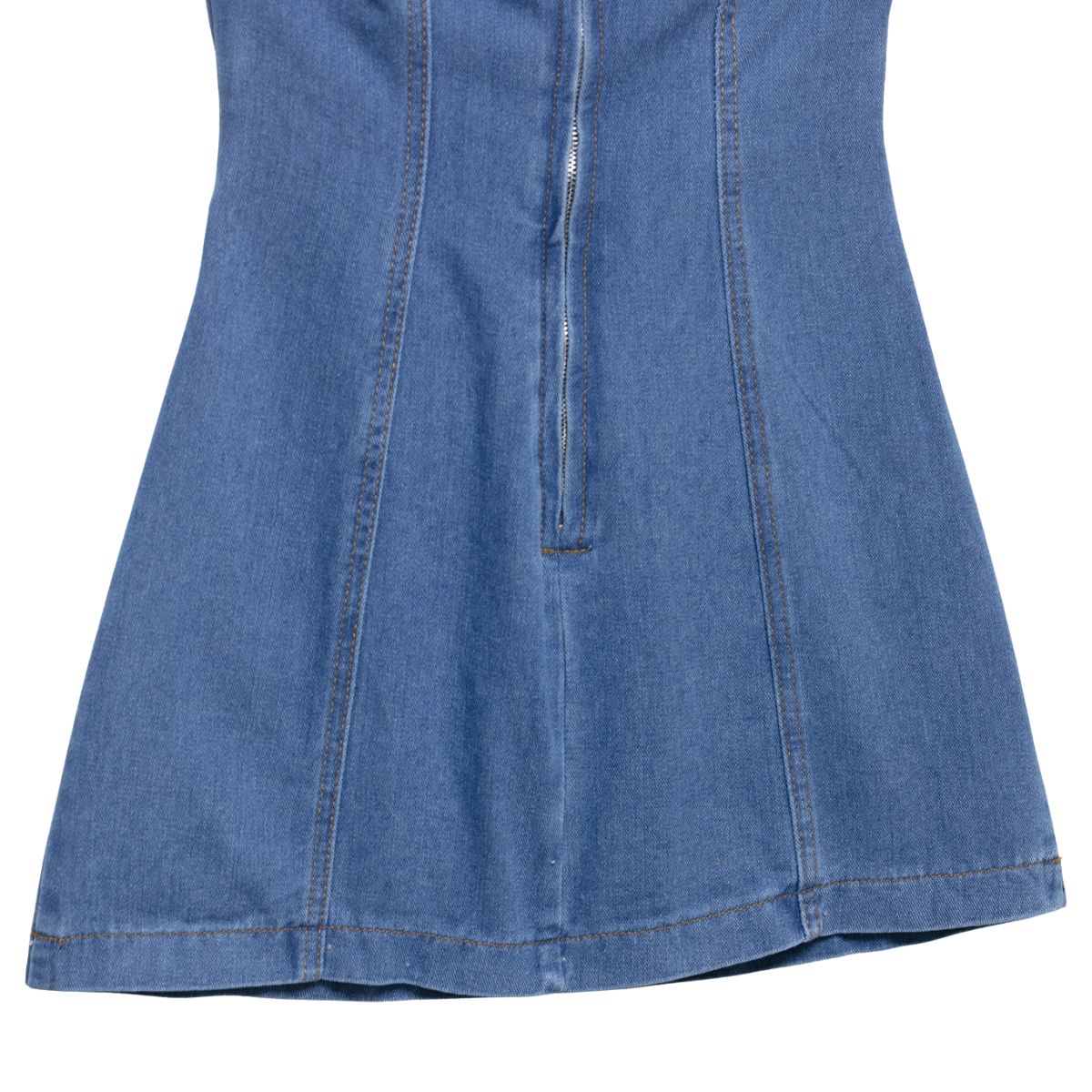 Minivestido halter de mezclilla con cortes