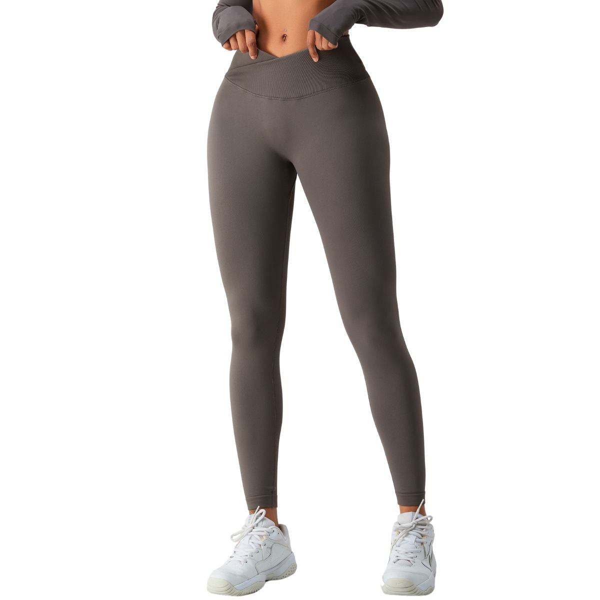 Women's Solid Color Crossover Leggings