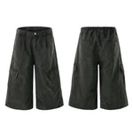 Solid Cargo Wide Leg Cropped Pants