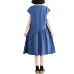 Vestido midi vaquero extragrande con mangas cortas