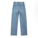 Risen Jeans Pearl-Beaded Frog Closure Jeans with Cut-Outs