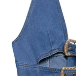 Minivestido halter de mezclilla con cortes