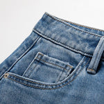 Embroidered Patchwork Cut-Out Denim Skirt