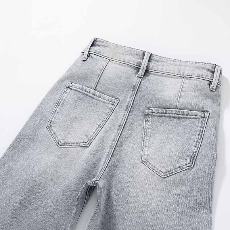 Risen Jeans Patchwork Pearl-Frog Closure Embroidered Jeans