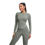 Half-Zip Long-Sleeve Seamless Top