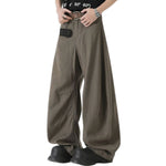 Solid Color Barrel Leg Cotton Trousers