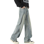 Trendy Buttoned Mock-Slit Wide-Leg Jeans